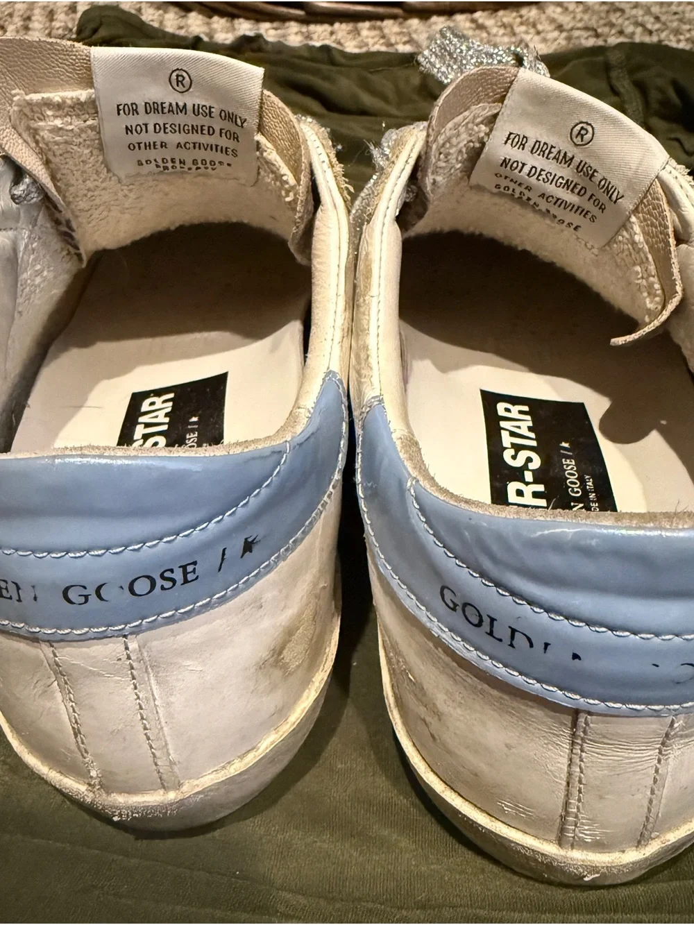 Golden Goose Super-Star Sneakers in White and Light Blue size 37